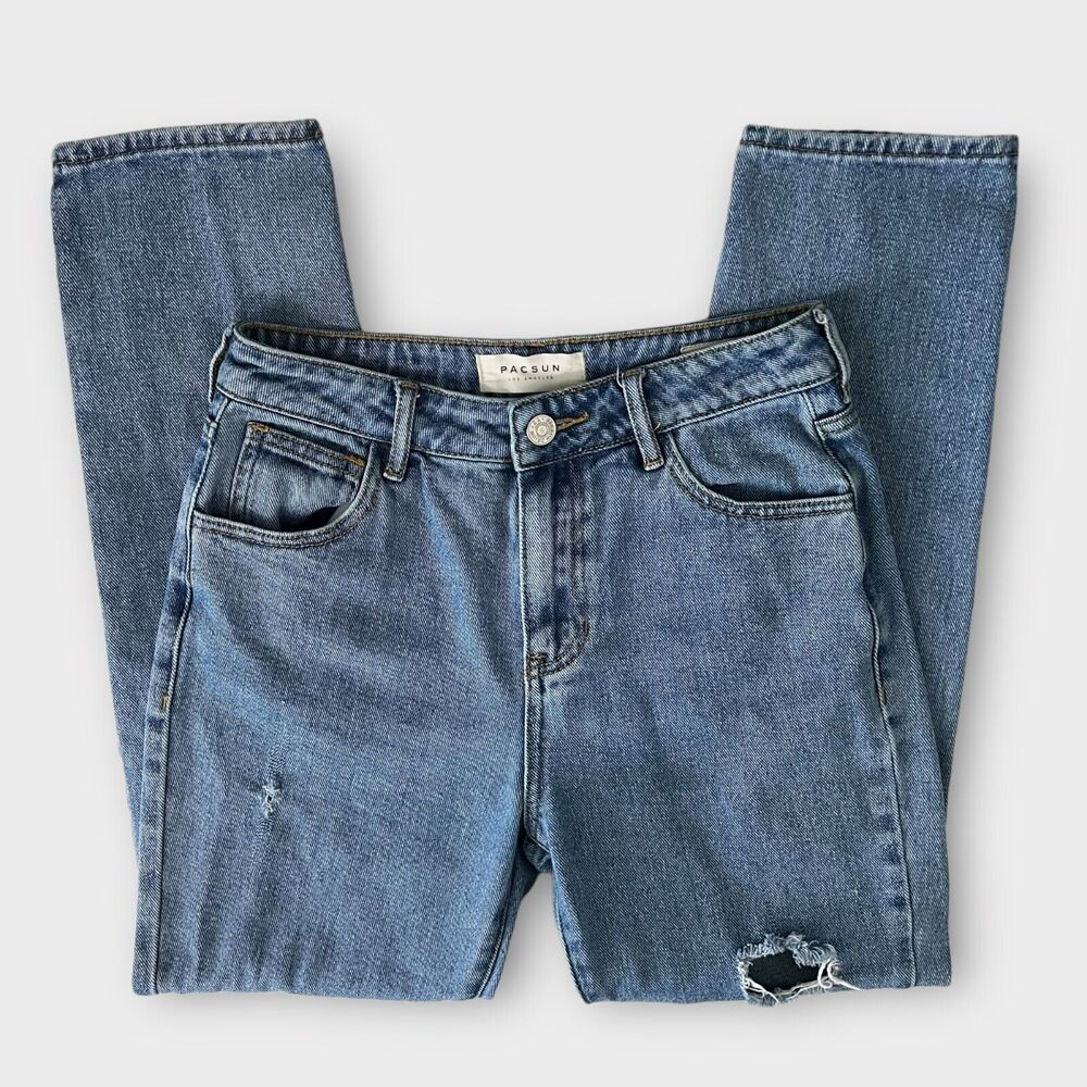Pacsun 90s Mom Jeans Distressed Medium Wash Blue Cotton Denim Women's Size 24